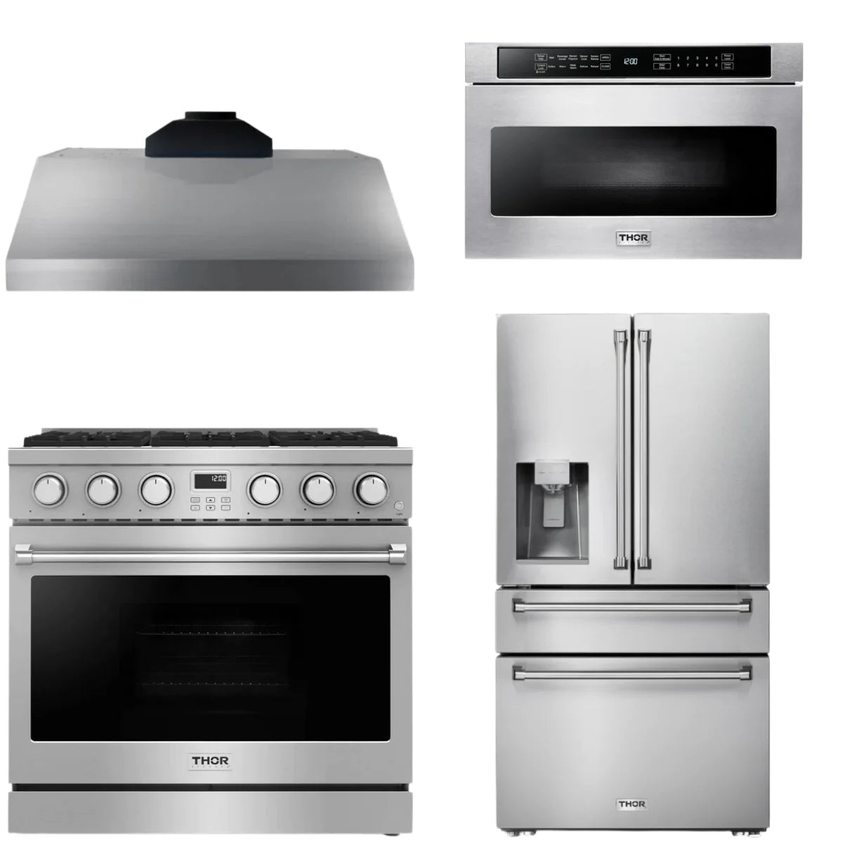36 Gas Range, Range Hood, Refrigerator and Microwave A536702