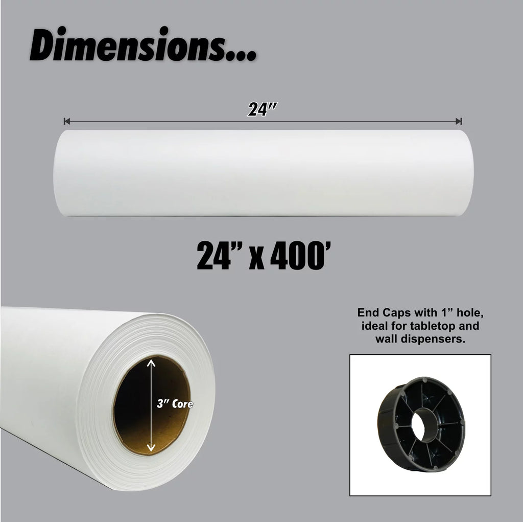 White Kraft Butcher Paper Roll 24" x 400' Uncoated Unwaxed V85641