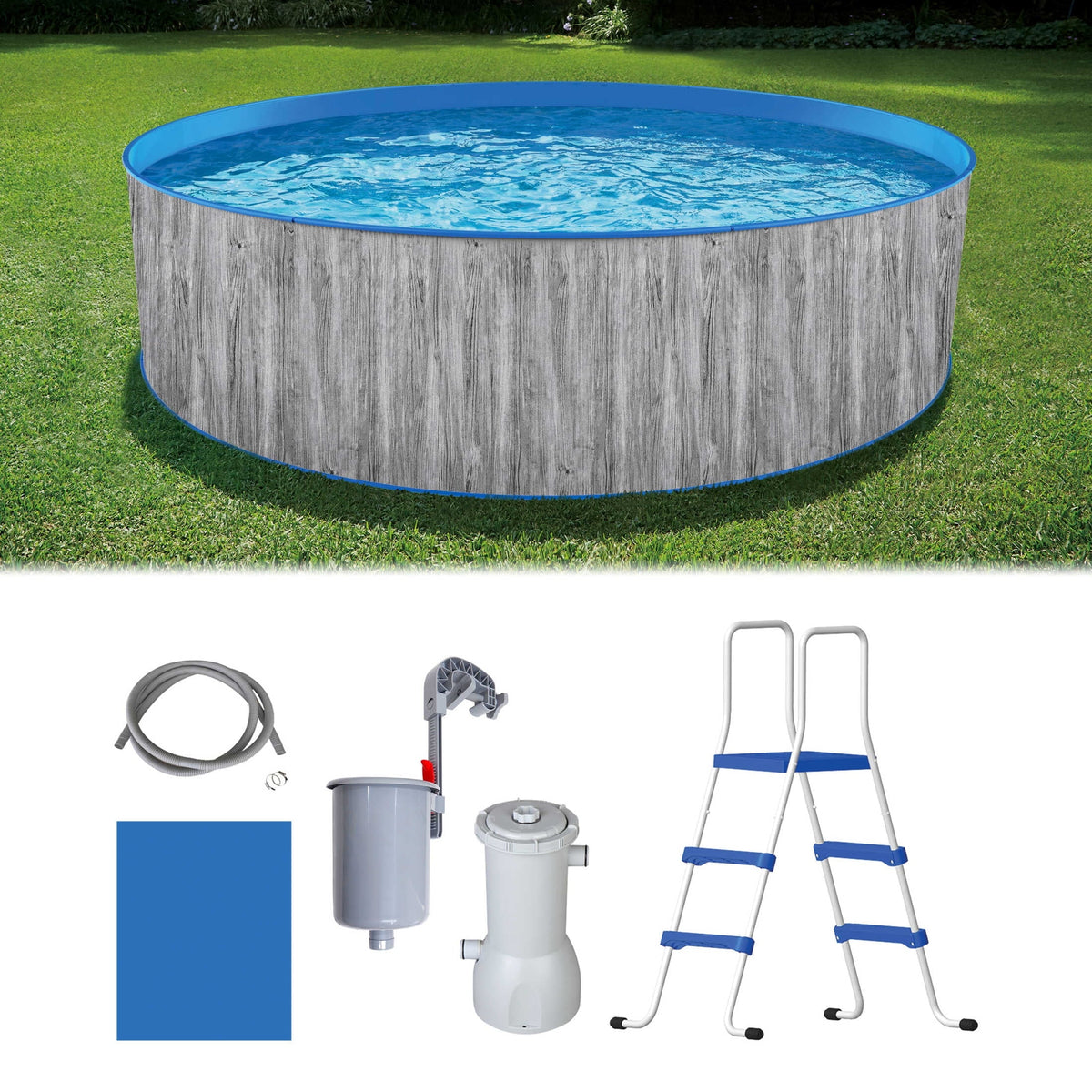 12-ft Round 36-in Deep Steel Wall Above Ground Swimming Pool X930570