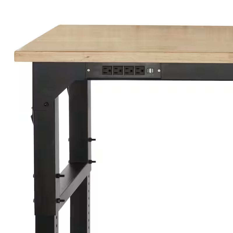 Adjustable Height Solid Wood Top Workbench in Black W4608