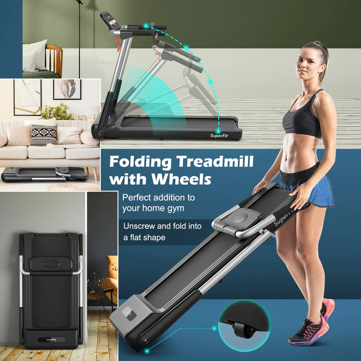 2.25HP Folding LED Treadmill Y50238