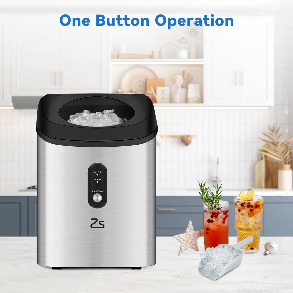 Portable Countertop Ice Maker with Ice Scoop and Basket I493