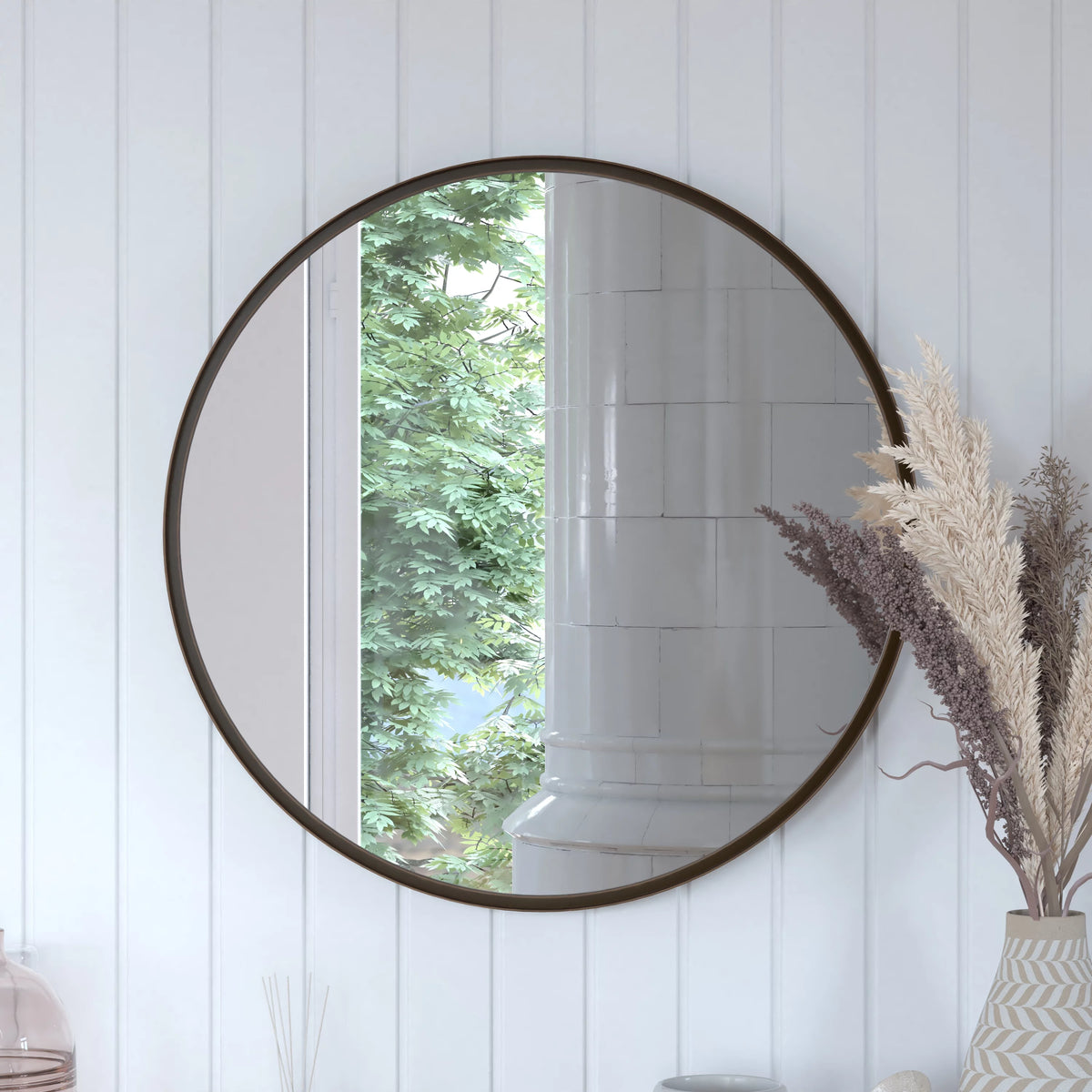 Brushed Bronze Wall Mounted Mirror R828