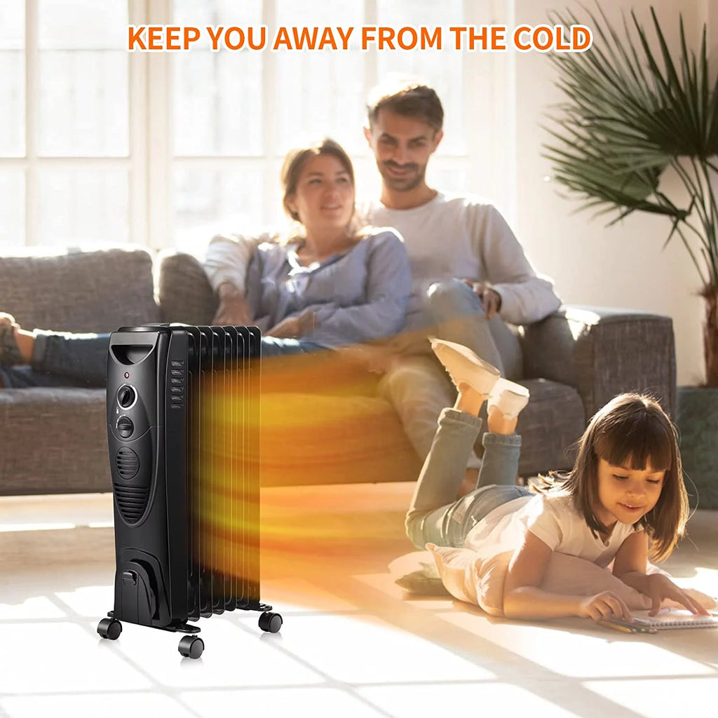 1500W Oil Filled Radiator Heater with 3 Heat Settings E493492
