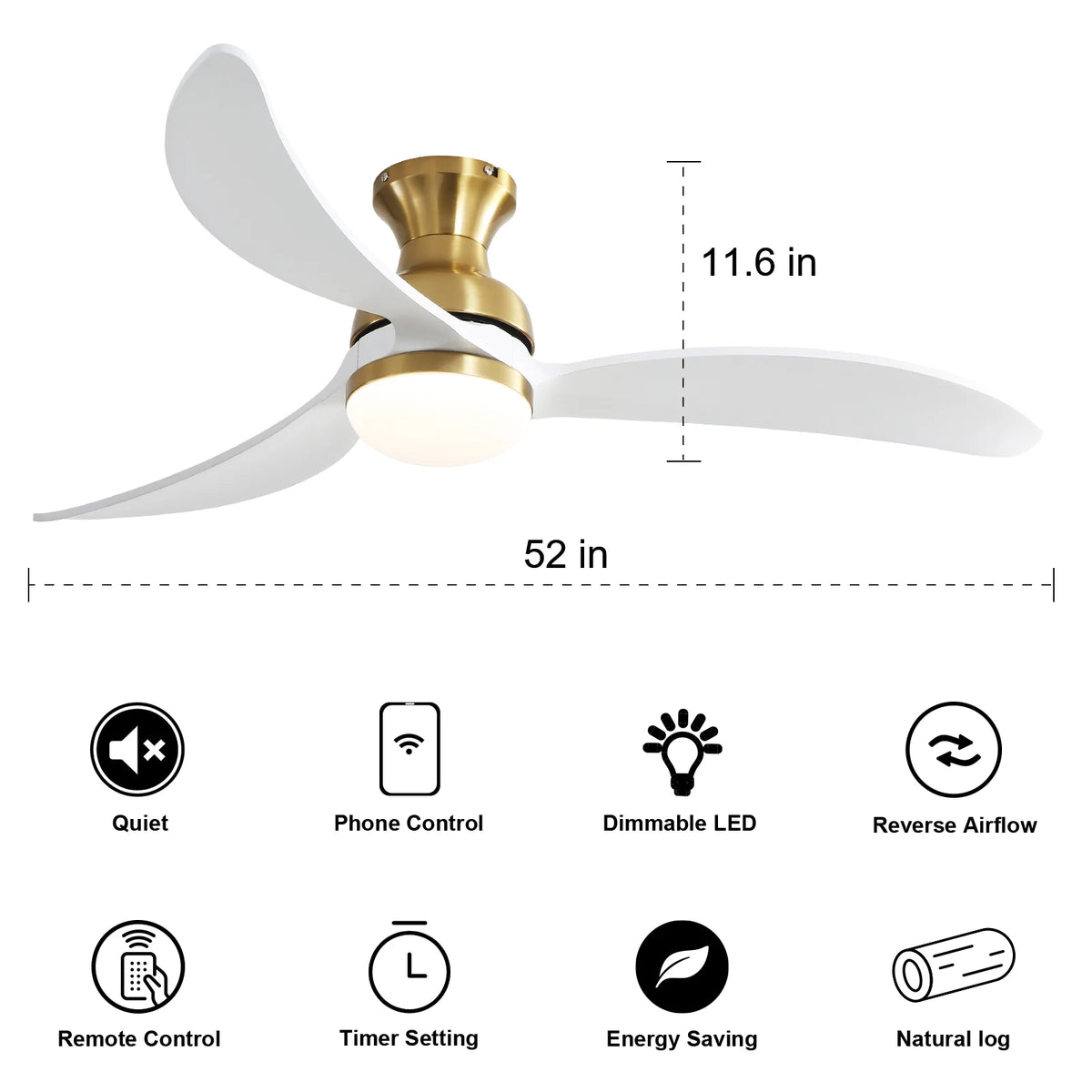 52" Smart Ceiling Fan with Remote Control U51813