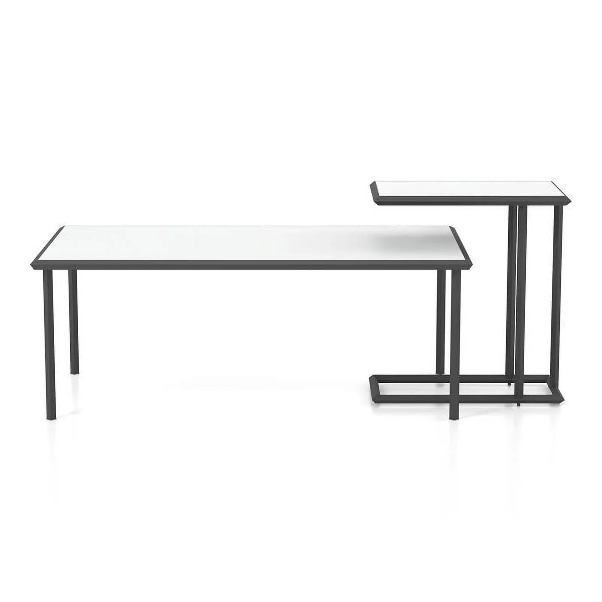 White 2-Piece Metal Coffee Table Set C80991