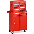 2 in 1 Tool Chest & Cabinet with 5 Sliding Drawers Red H469132