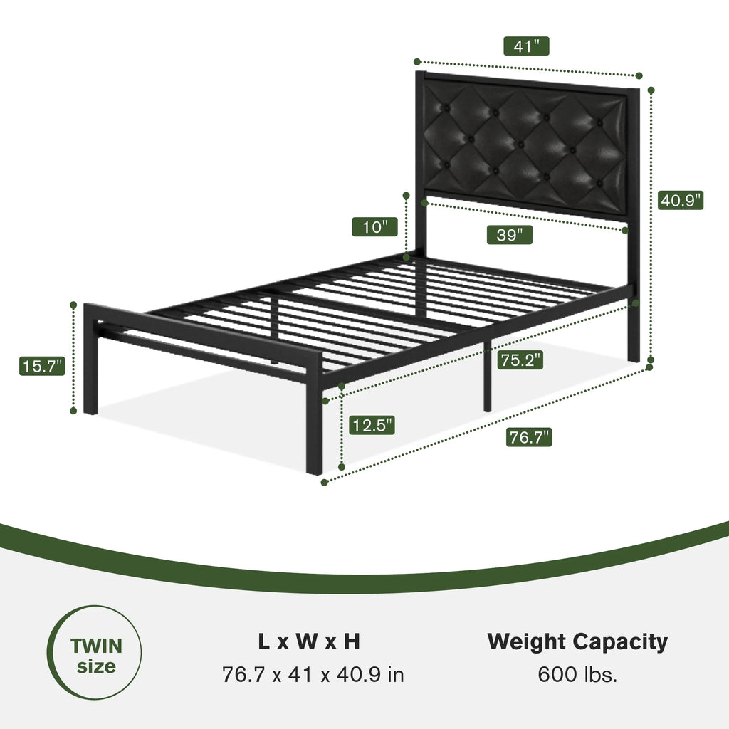 Queen Size Metal Platform Bed Frame with Headboard & Underbed Storage E279964