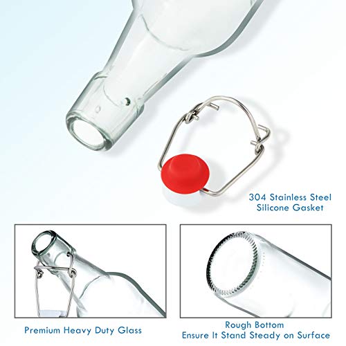 Clear Glass Beer Bottles with Swing Cap 16 oz Case of 6 D375