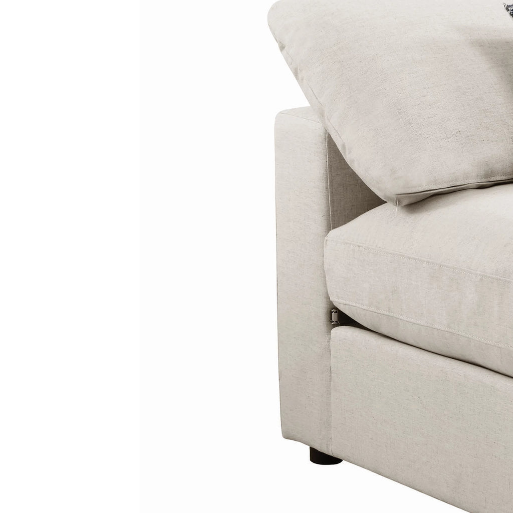 Beige Fabric Upholstered Wooden Armless Chair N62580