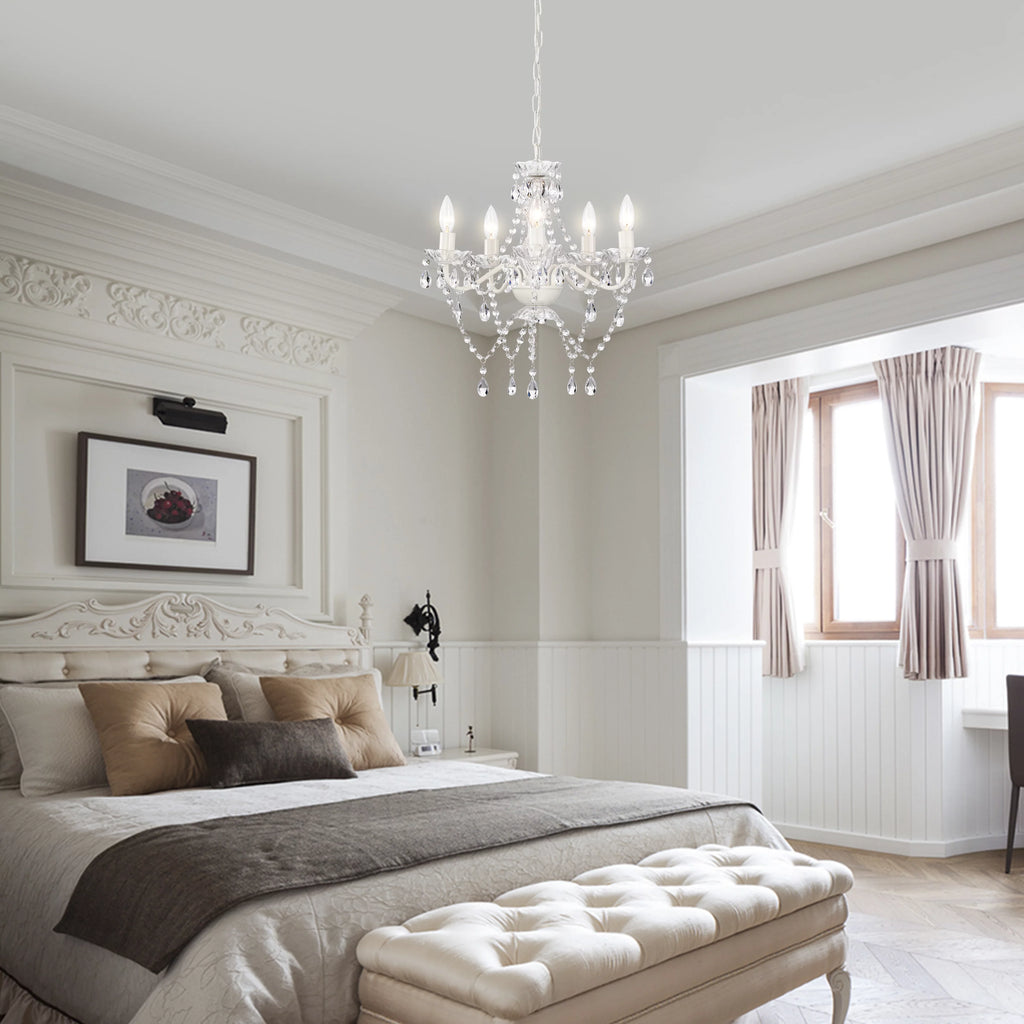White 5-Light Mini Crystal Chandelier Y818197
