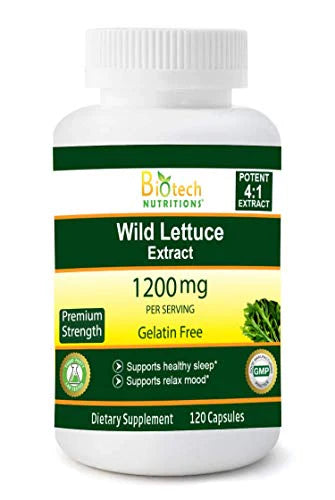 Wild Lettuce Extract 1200 mg 120 Vegetable Capsules Vegan Non-GMO S693