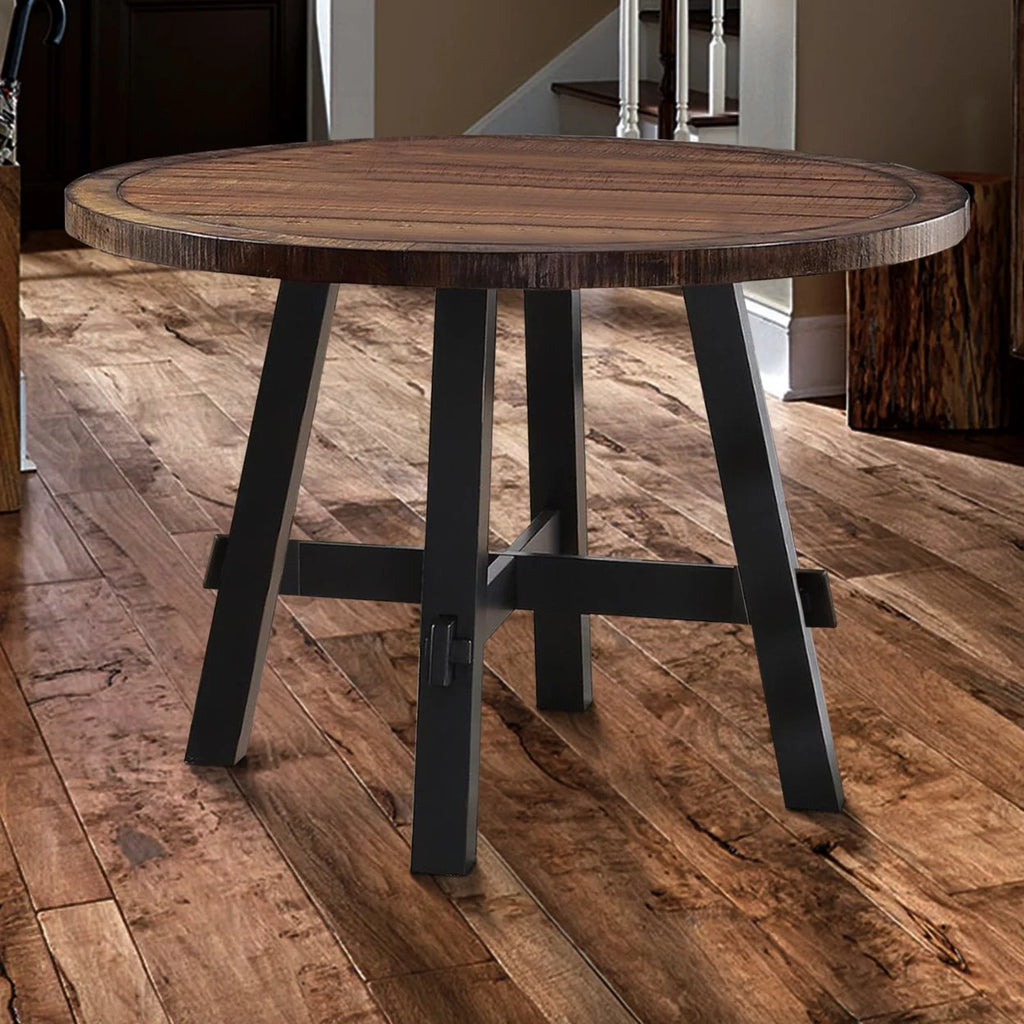 Round Wooden Dining Table Brown M6931