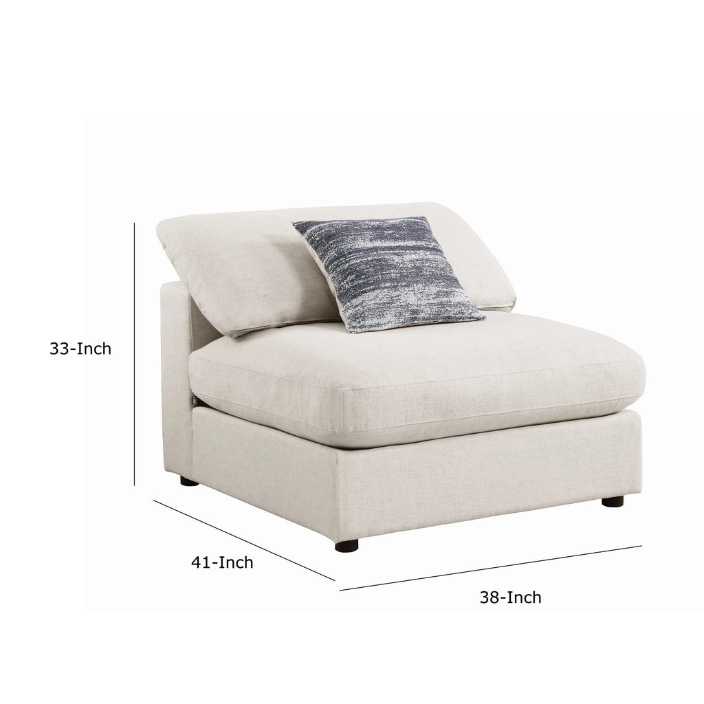 Beige Fabric Upholstered Wooden Armless Chair N62580