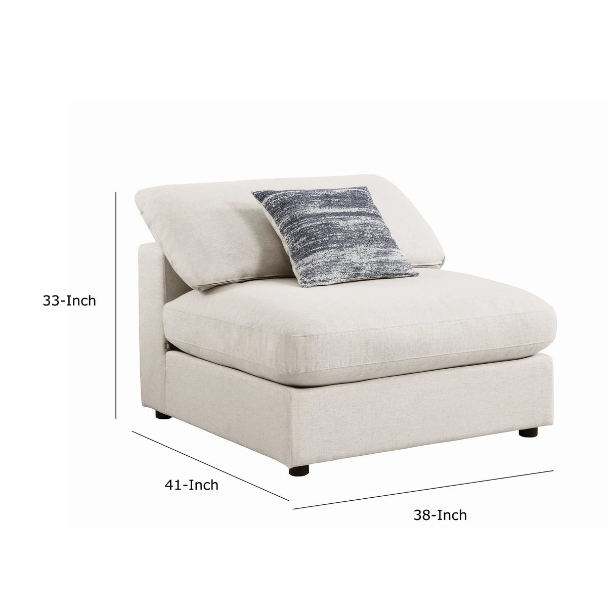 Beige Fabric Upholstered Wooden Armless Chair N62580