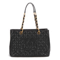 Quilted Shopping Tote Black X476432