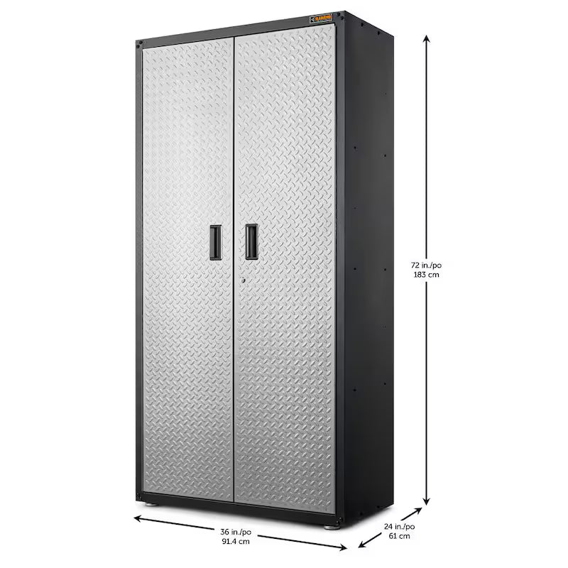 Steel Freestanding Garage Cabinet in Silver Tread I41039