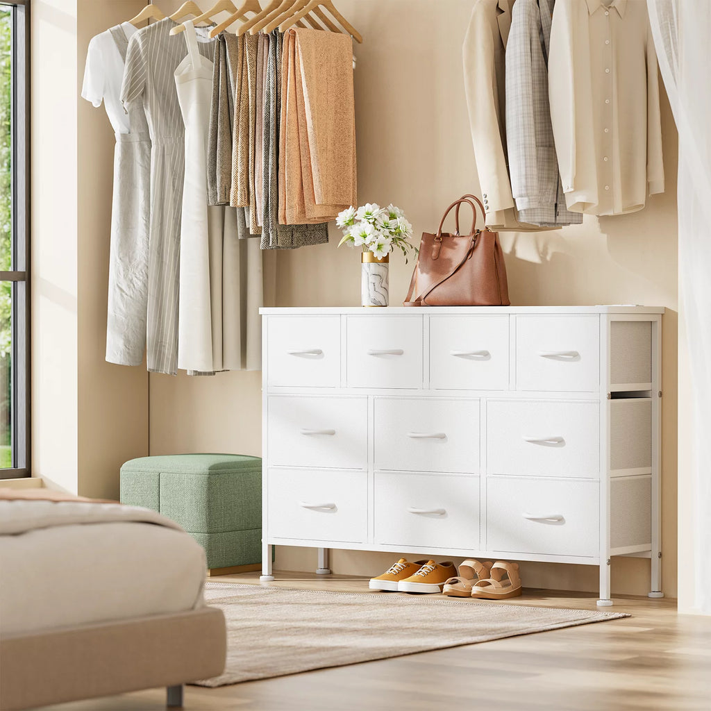 Brown 10 Drawer Fabric Dresser J85000