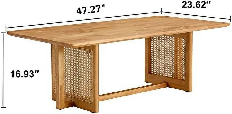 Wooden Coffee Table 47.2" Rectangular with MDF Desktop and Metal Legs J364