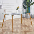 Glass Dining Table Rectangular with Tempered Glass Tabletop and Black Metal Legs K55837
