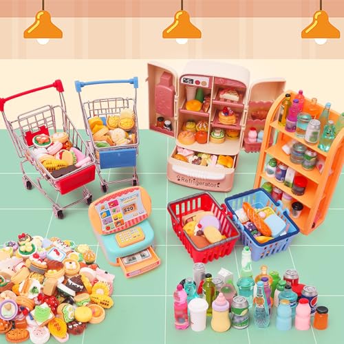 Miniature Shopping Cart Toy Dollhouse Grocery Trolley Model V128419