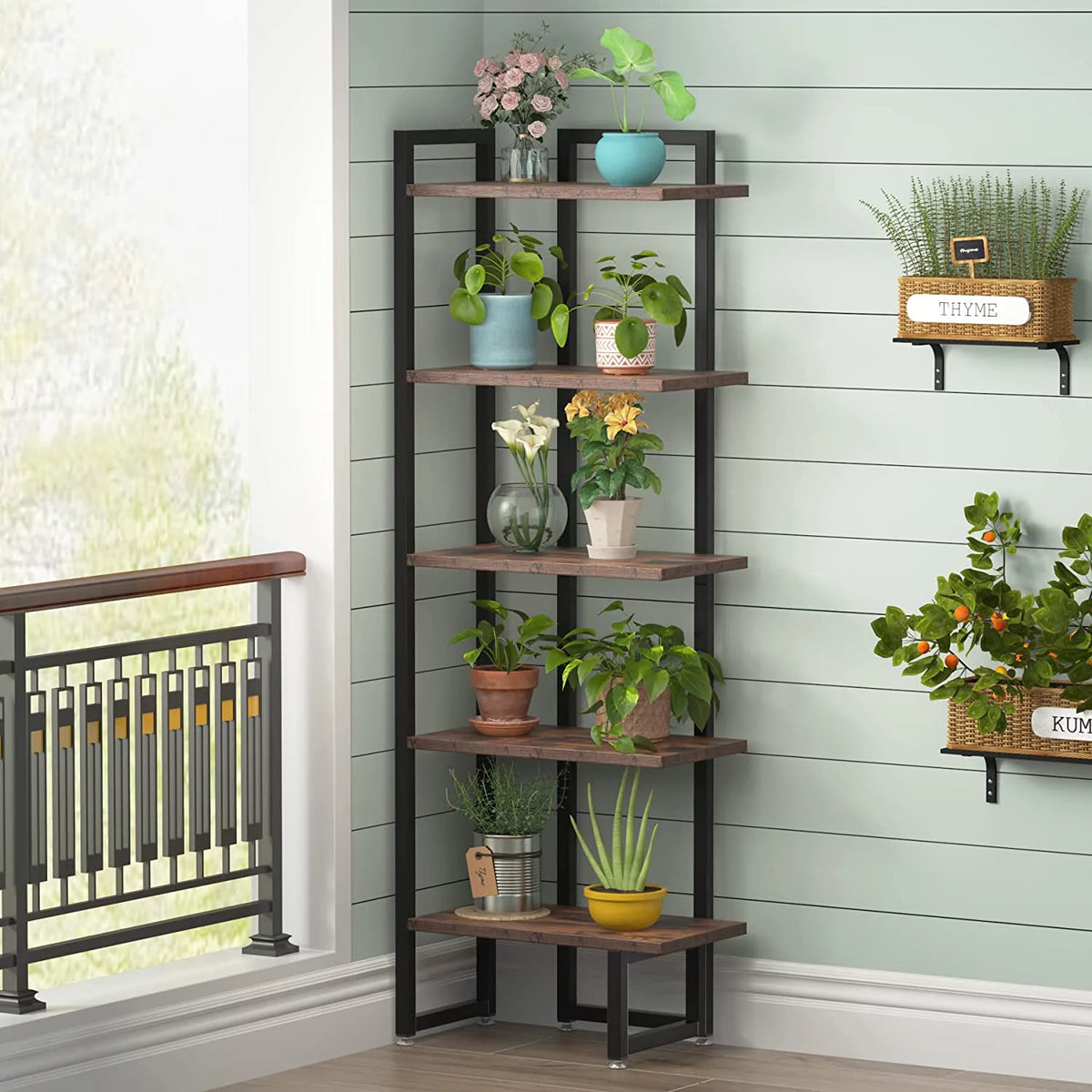5 Tier Wood Corner Bookshelf V762
