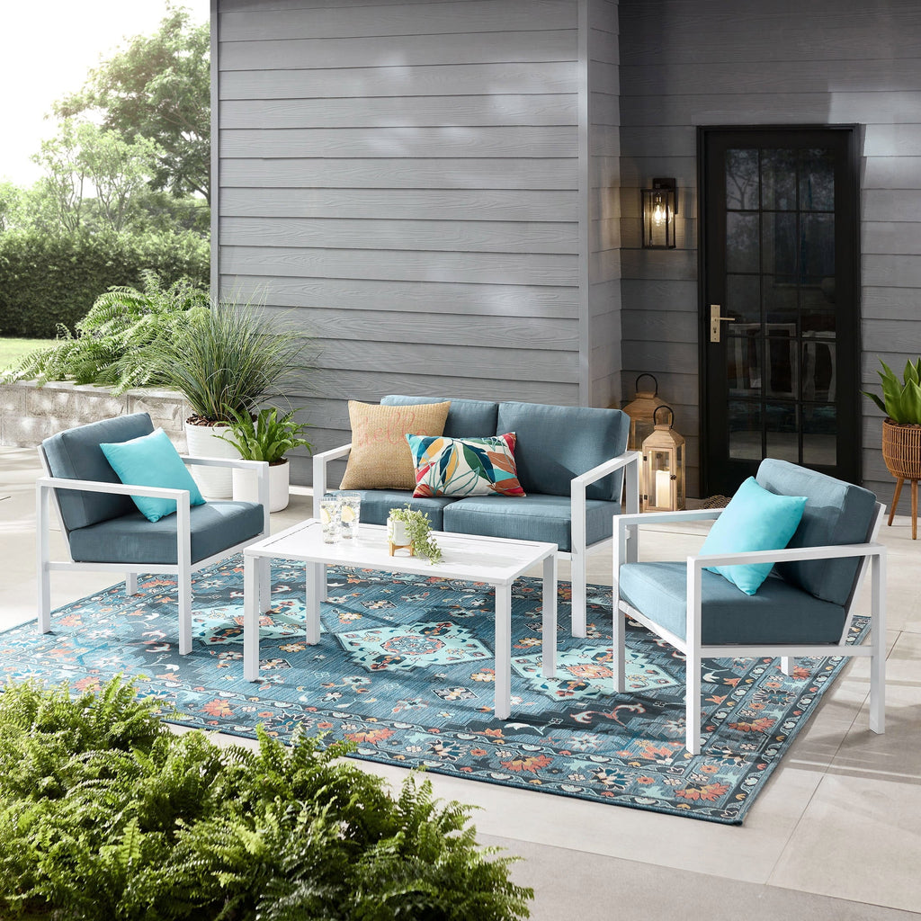 4-Piece Outdoor Patio Conversation Set, Seats 4, Gray B38535
