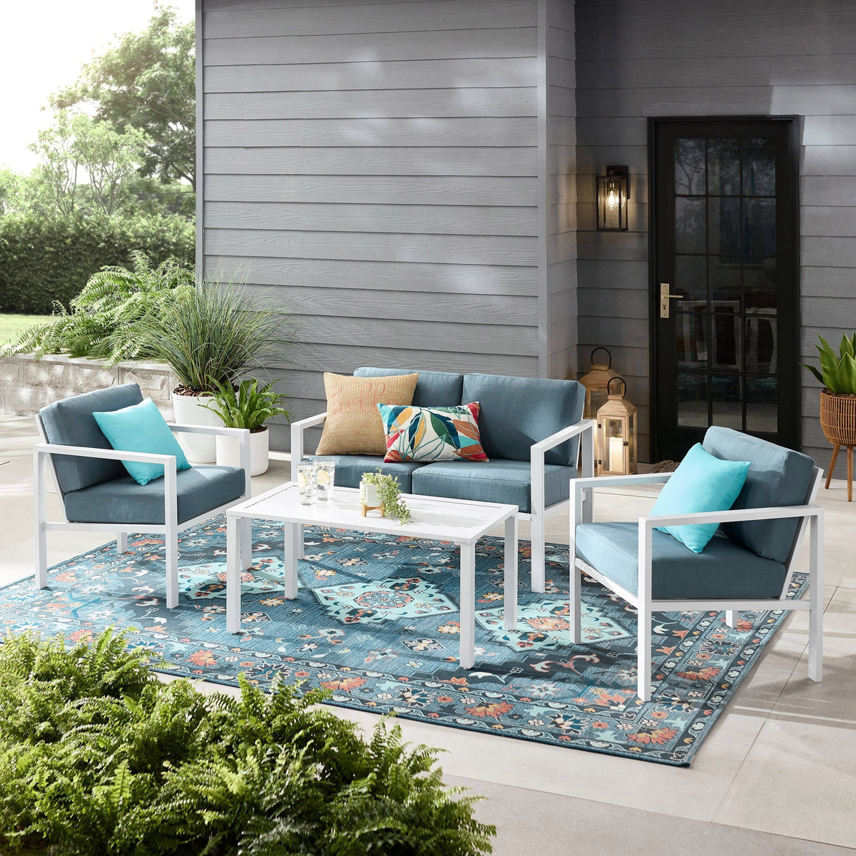 4-Piece Outdoor Patio Conversation Set, Seats 4, Gray B38535