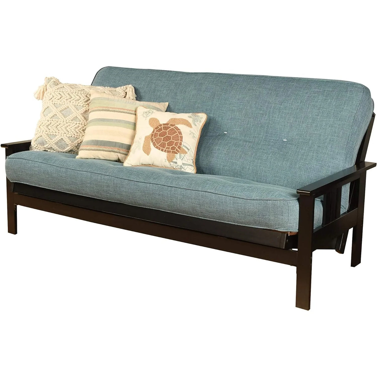 Black Futon Frame with Aqua Linen Mattress Z394521