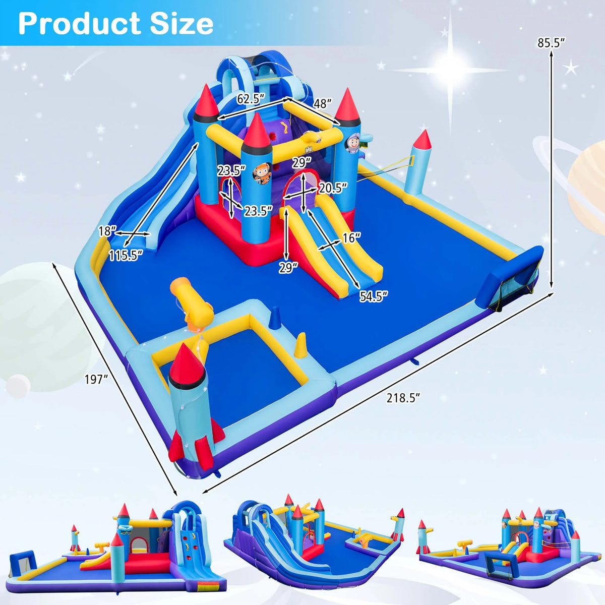 Inflatable Water Slide Park with 2 Slides Splash Pool O60995