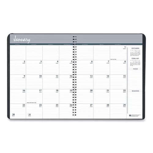24-Month Recycled Ruled Monthly Planner, 11 x 8.5, Black Cover I485643