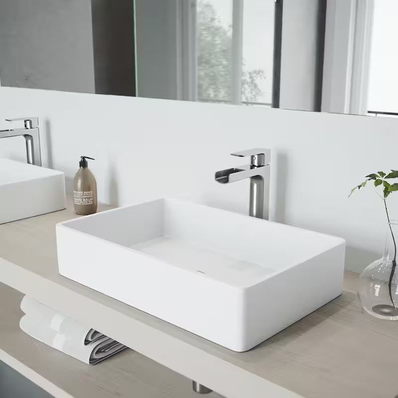Single Handle Brushed Nickel Bathroom Faucet S783975