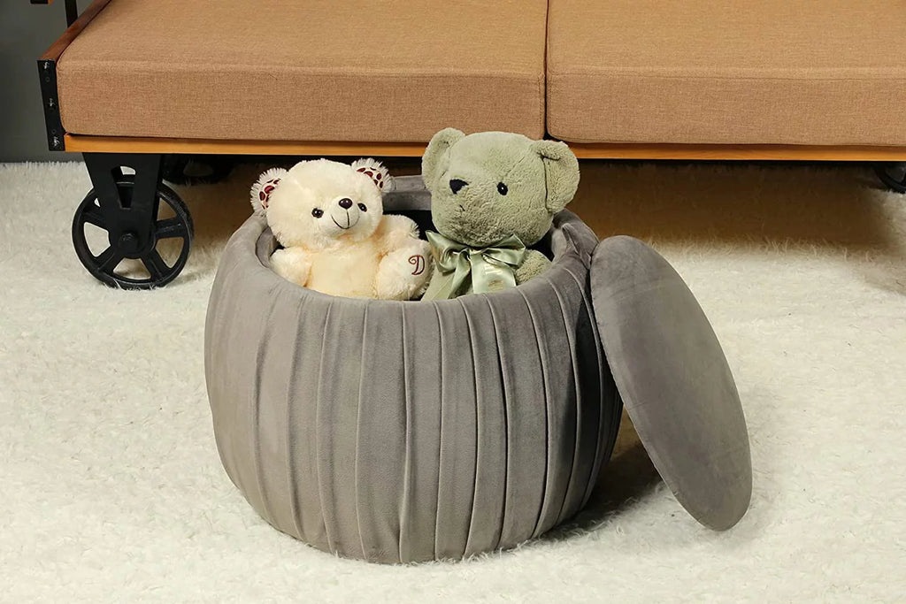 Grey Round Storage Ottoman Z9150