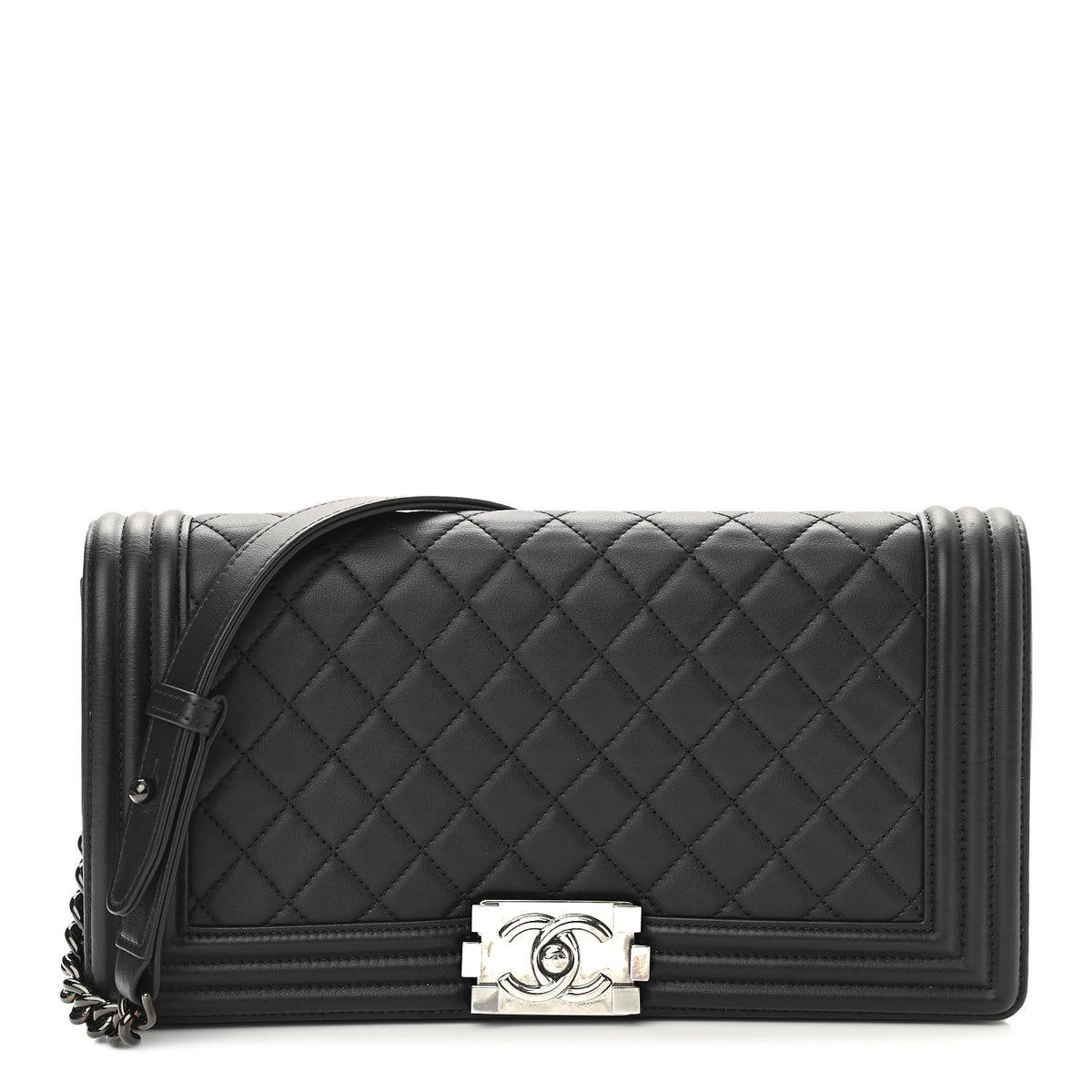 Quilted Calfskin Clutch With Removable Chain X9667