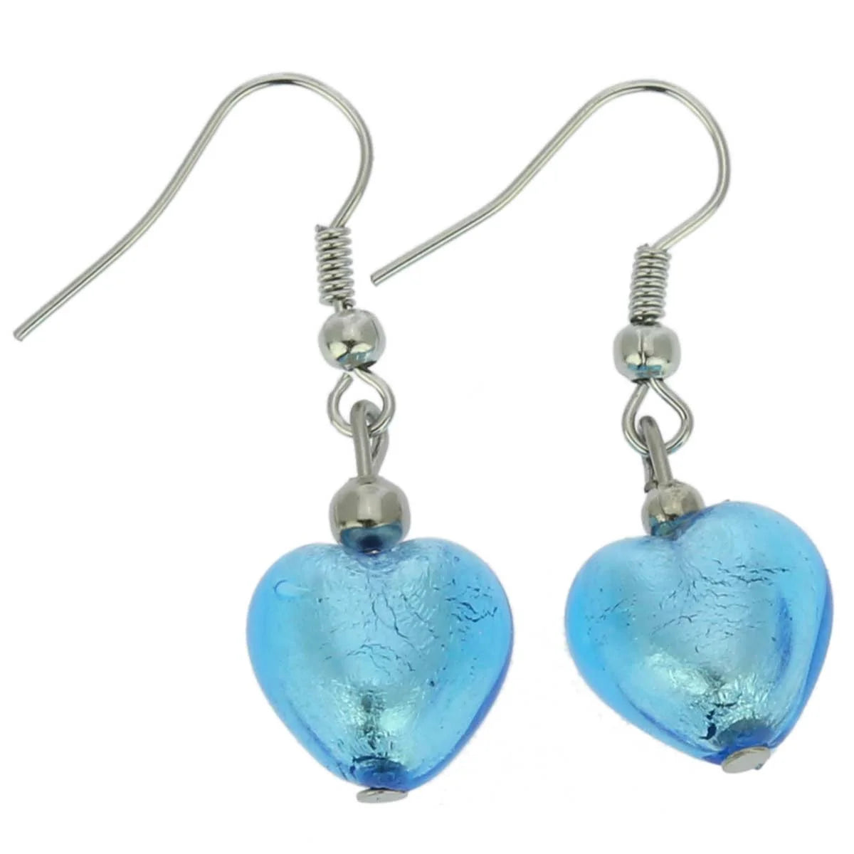 Ruby Red Murano Glass Heart Earrings Y8794