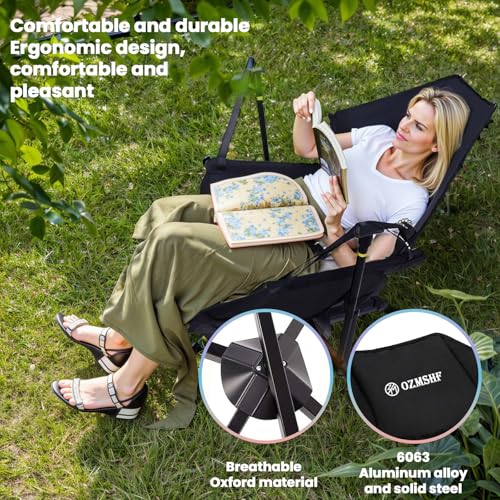 Black Gray Swivel Reclining Camping Chair W66651