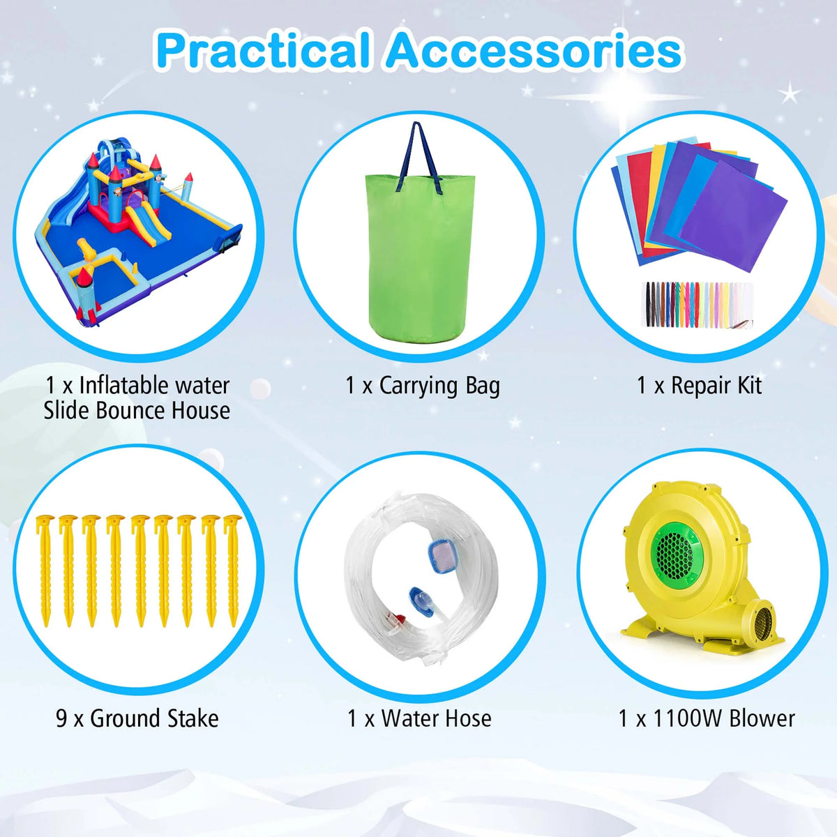 Inflatable Water Slide Park with 2 Slides Splash Pool O60995