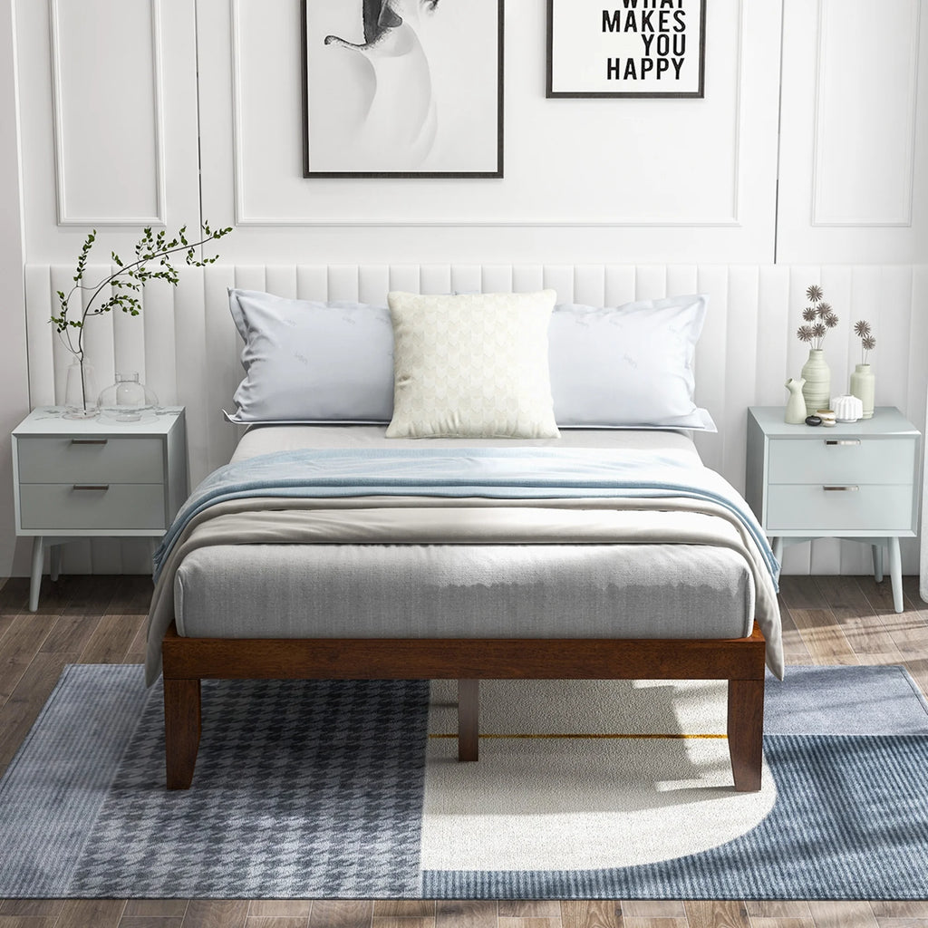 Full Size Wooden Bed Frame with Wood Slats Y2996