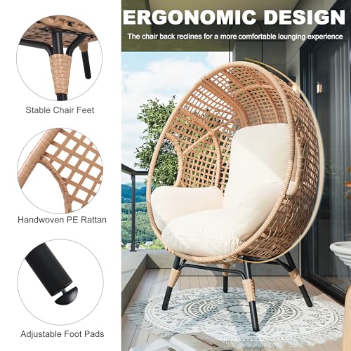Oversized Wicker Egg Chair with Thicken Cushions B5136