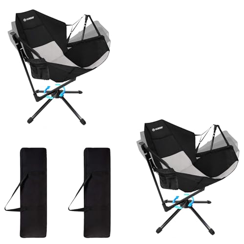 Black Gray Swivel Reclining Camping Chair W66651