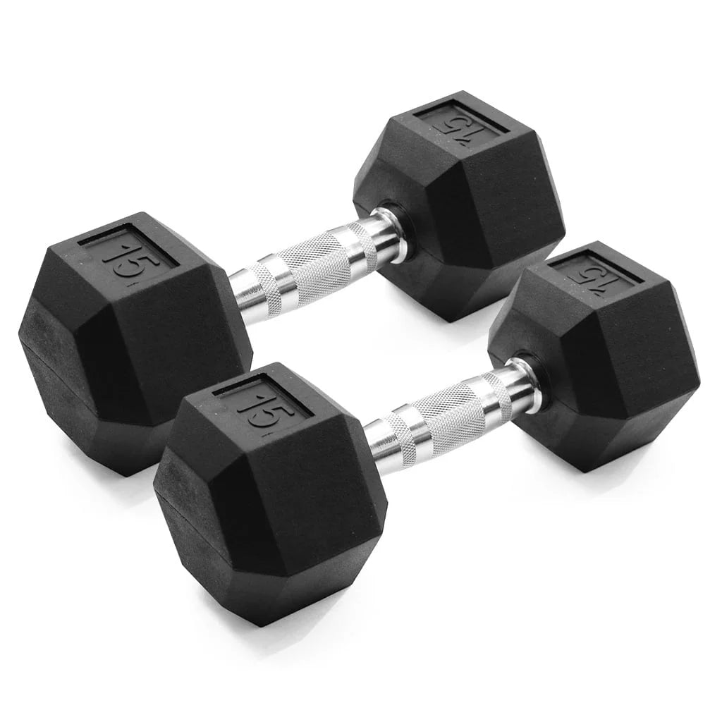 10 lb Rubber Hex Dumbbells Pair G654