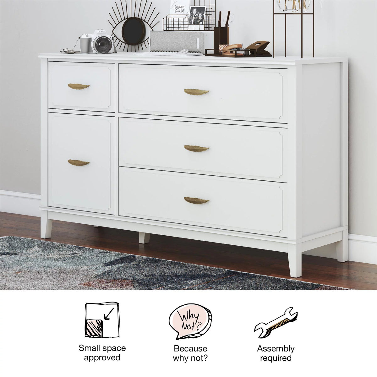 White Wide Dresser V992