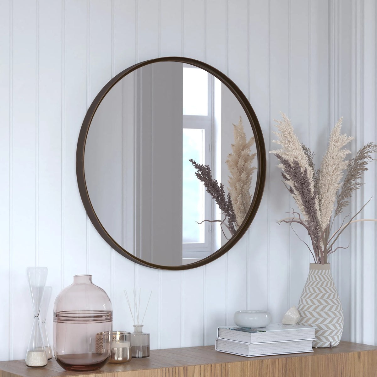 Brushed Bronze Wall Mounted Mirror R828
