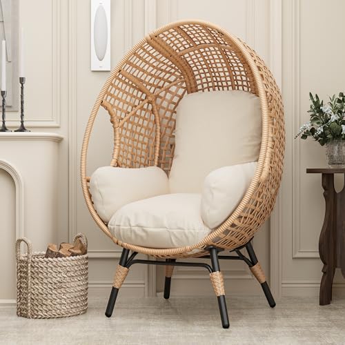 Oversized Wicker Egg Chair with Thicken Cushions B5136