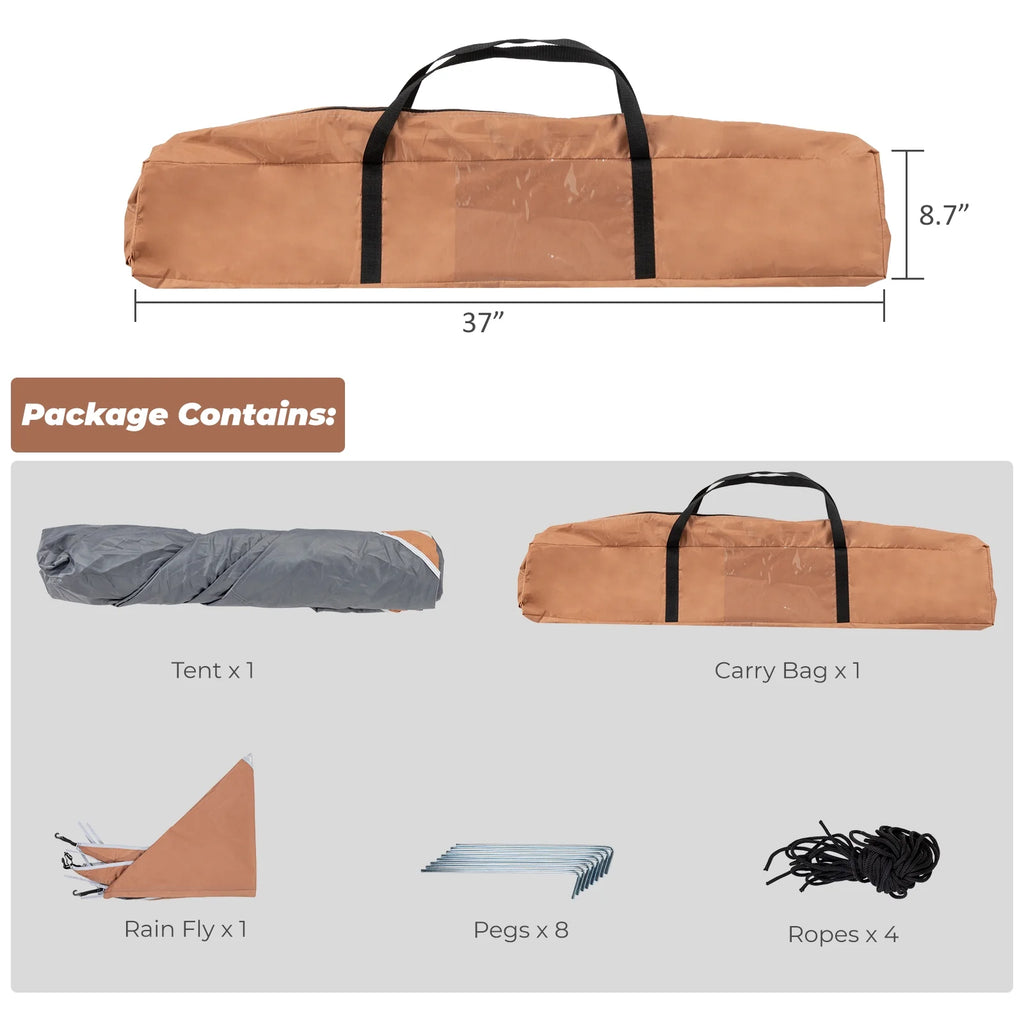 4 Person Waterproof Brown Camping Tent J1097