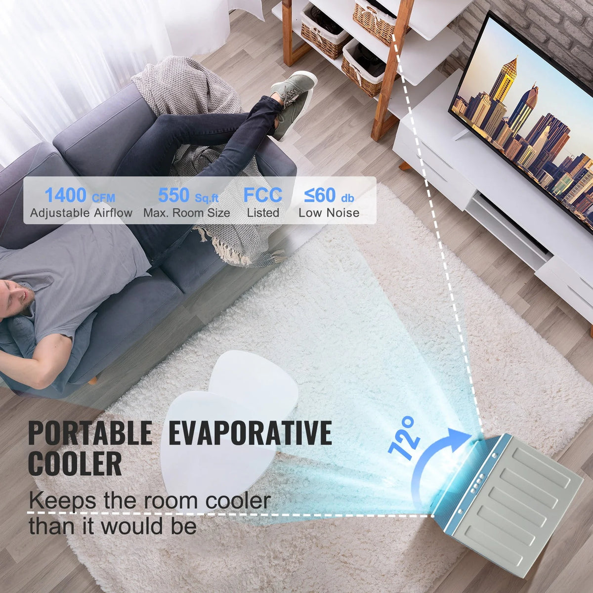 3-in-1 Evaporative Cooler 1400 CFM 5 Gal R278