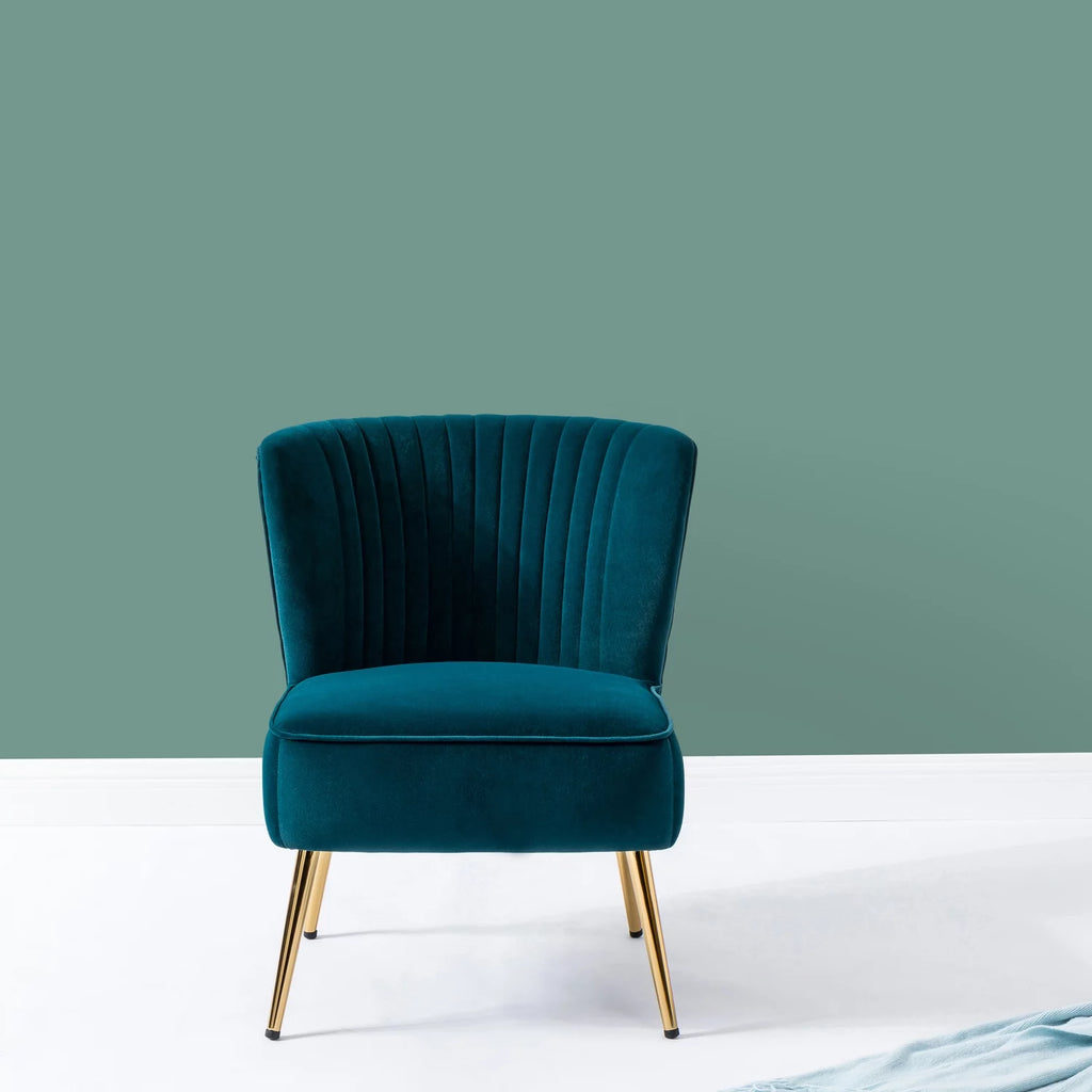 Teal Velvet Armless Accent Chair F246