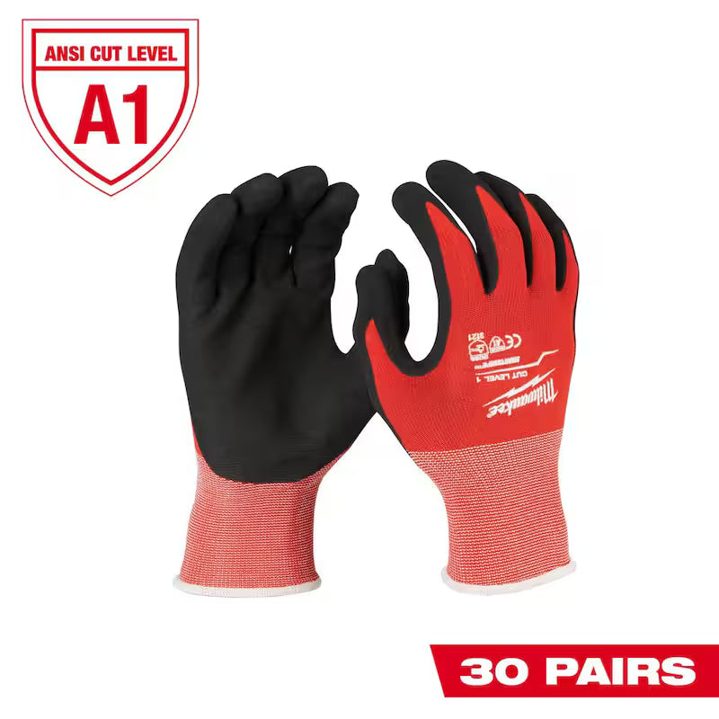 Medium Red Nitrile Cut Resistant Work Gloves 30-Pack N83064