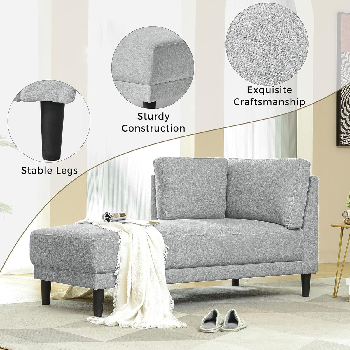 Gray Fabric Upholstered Corner Lounge Chair R968287