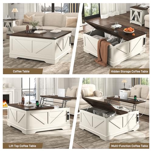 40” Lift Top Coffee Table with Power Outlets and Hidden Storage C9918